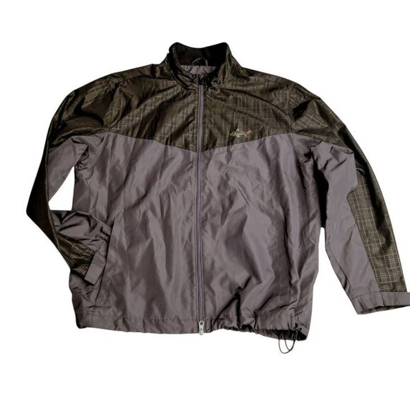 Greg Norman Black Gray Lightweight Fleece Lined Windbreaker Jacket - Picture 2 of 7